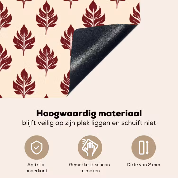 Botanisch - Patroon - Bordeaux Inductie beschemer met haakjes klein 777 -ky-onderkant-nl