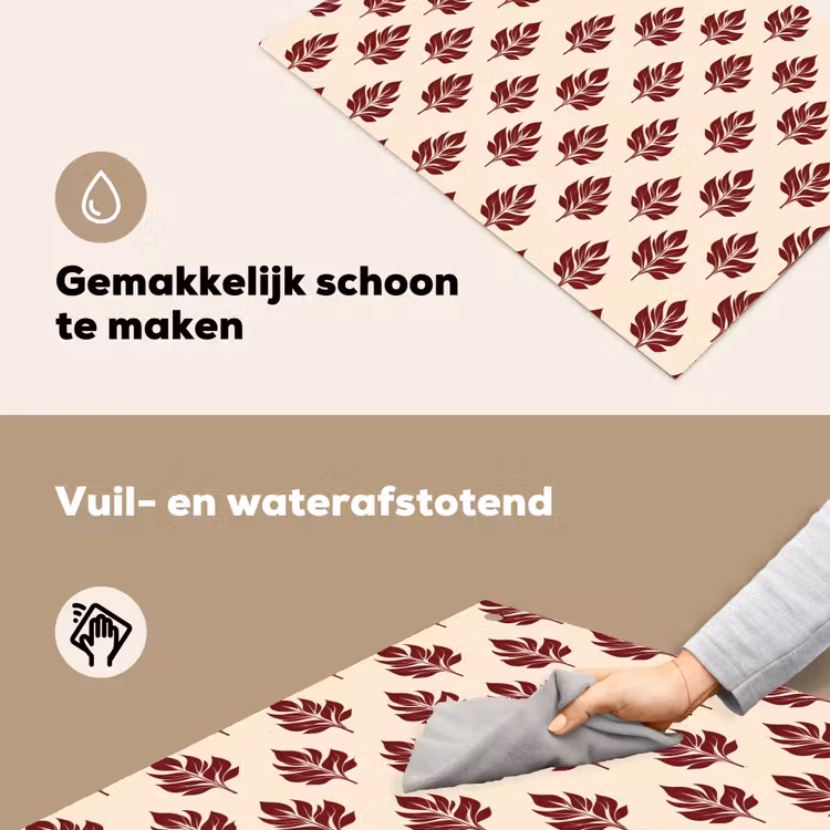 Botanisch - Patroon - Bordeaux Inductie beschemer met haakjes klein 777 -ky-schoon-nl