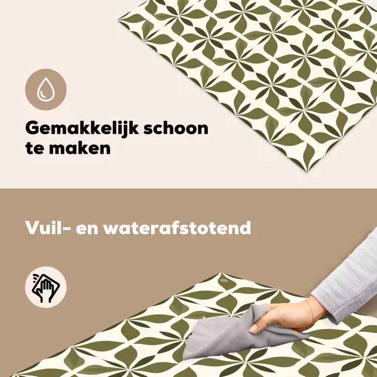 Botanisch - Retro - Groen Inductie beschemer met haakjes klein 777 -ky-schoon-nl