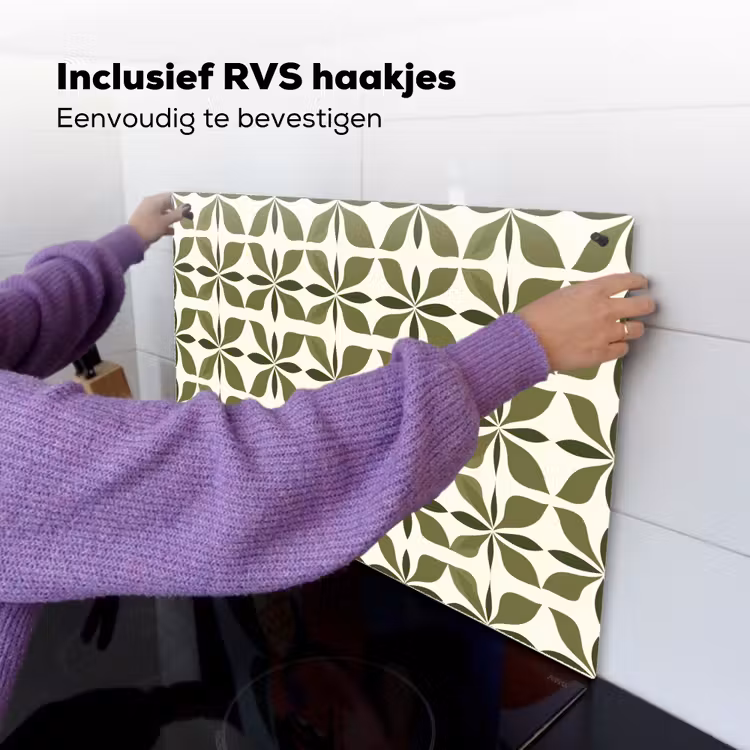 Botanisch - Retro - Groen Inductie beschemer met haakjes klein 777 -ky-ophangen-nl