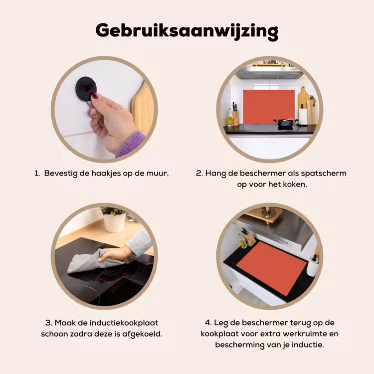 Brick - Red - Rood Inductie beschemer met haakjes klein 777 -ky-gebruik-nl
