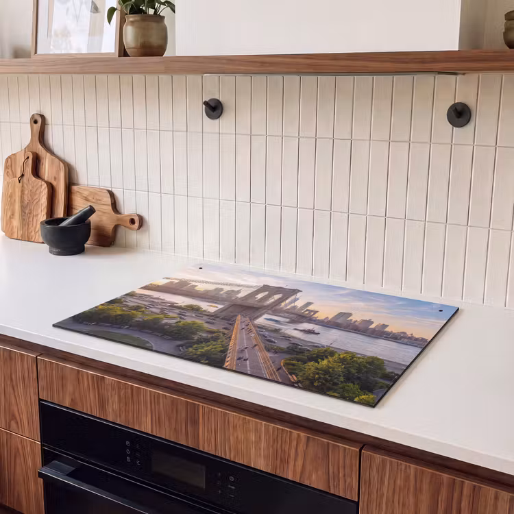 Brug - Rivier - Stad - Zonsondergang - Architectuur Inductie beschemer met haakjes klein -sfeer1