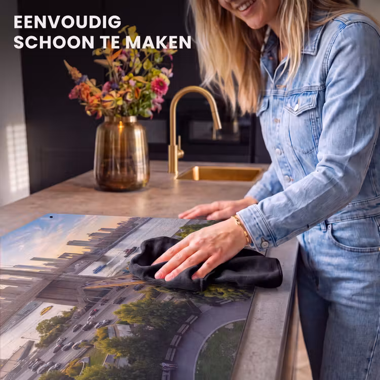 Brug - Rivier - Stad - Zonsondergang - Architectuur Inductie beschemer met haakjes klein -ky-schoon-nl