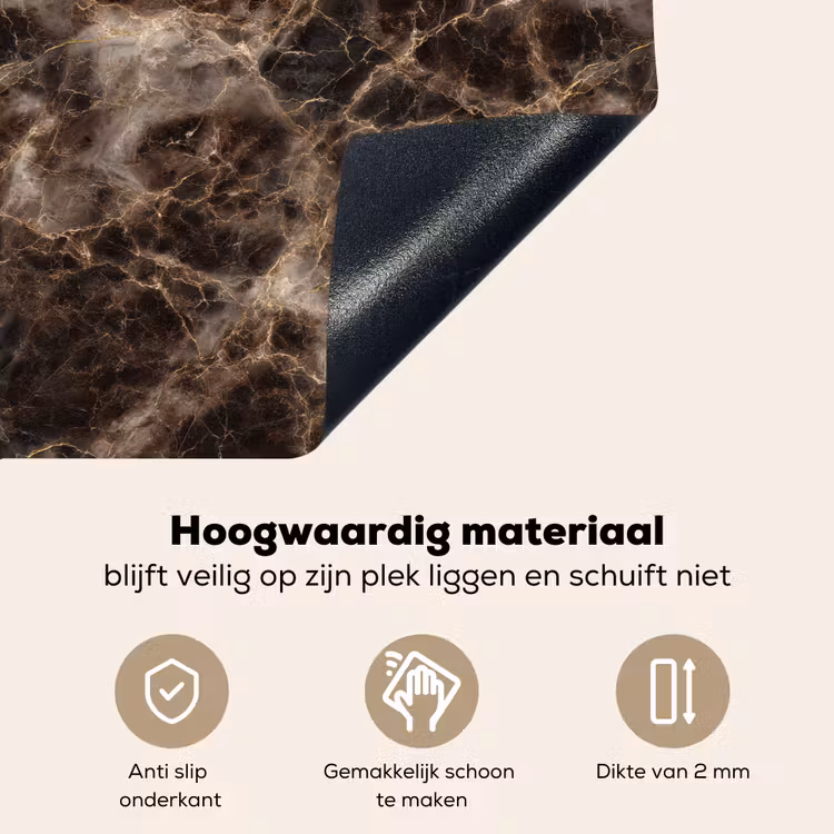 Bruin - Goud - Marmer Inductie beschemer met haakjes klein 777 -ky-onderkant-nl