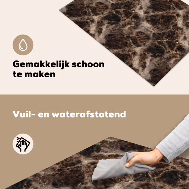 Bruin - Goud - Marmer Inductie beschemer met haakjes klein 777 -ky-schoon-nl