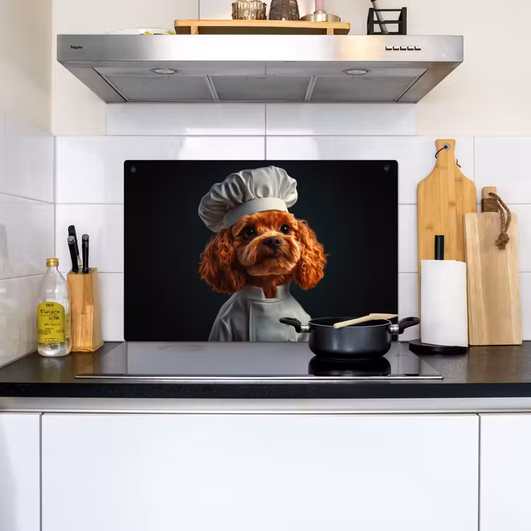 Bruin - Kok - Hondje Inductie beschemer met haakjes klein -sfeer2
