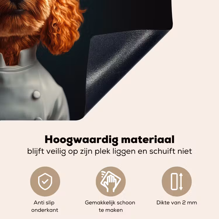 Bruin - Kok - Hondje Inductie beschemer met haakjes klein -ky-onderkant-nl