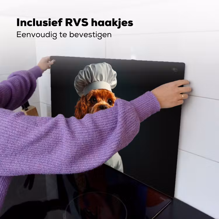 Bruin - Kok - Hondje Inductie beschemer met haakjes klein -ky-ophangen-nl