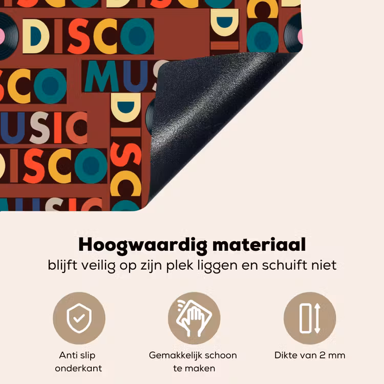 Bruin - Retro - Disco - Patroon Inductie beschemer met haakjes klein 777 -ky-onderkant-nl