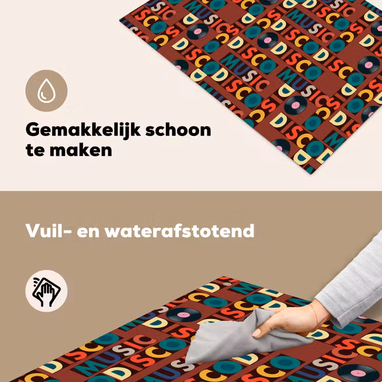 Bruin - Retro - Disco - Patroon Inductie beschemer met haakjes klein 777 -ky-schoon-nl