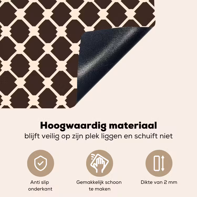 Bruin - Ruitpatroon - Geometrisch Inductie beschemer met haakjes klein 777 -ky-onderkant-nl