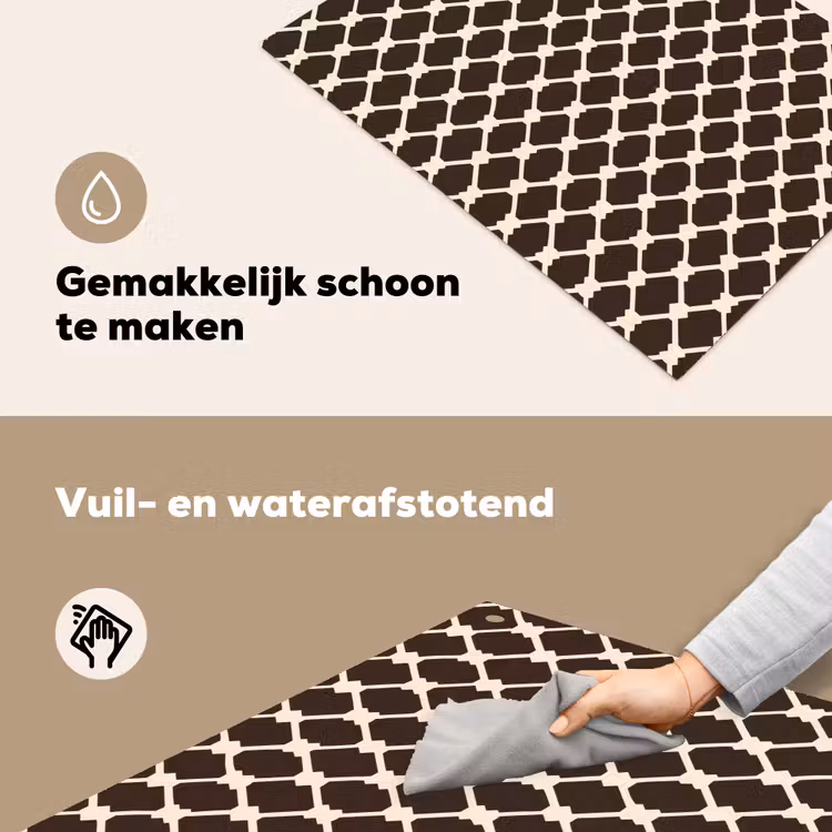 Bruin - Ruitpatroon - Geometrisch Inductie beschemer met haakjes klein 777 -ky-schoon-nl