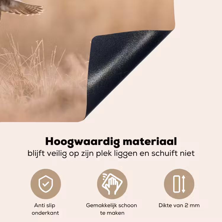 Buizerd - Roofvogel - Natuur - Bruin Inductie beschemer met haakjes klein -ky-onderkant-nl