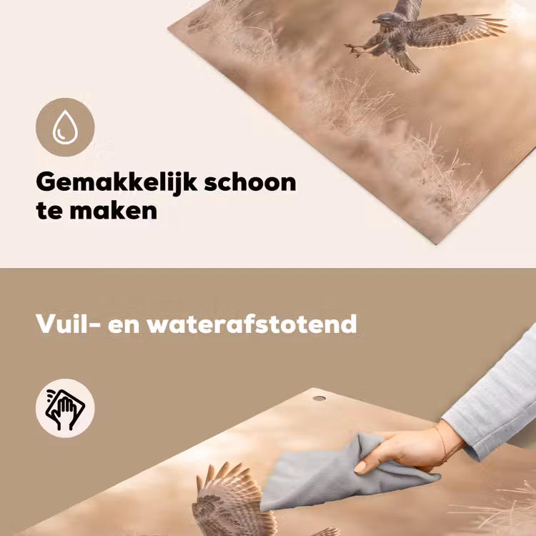 Buizerd - Roofvogel - Natuur - Bruin Inductie beschemer met haakjes klein -ky-schoon-nl