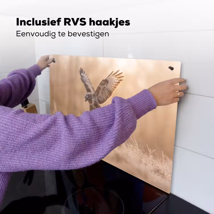 Buizerd - Roofvogel - Natuur - Bruin Inductie beschemer met haakjes klein -ky-ophangen-nl
