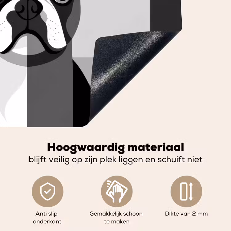 Buldog - Zwart - Abstract - Vlakken Inductie beschemer met haakjes middel -ky-onderkant-nl