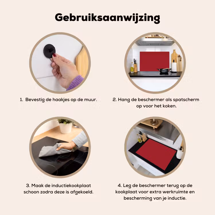 Burgundy - Wine - Rood Inductie beschemer met haakjes klein 777 -ky-gebruik-nl