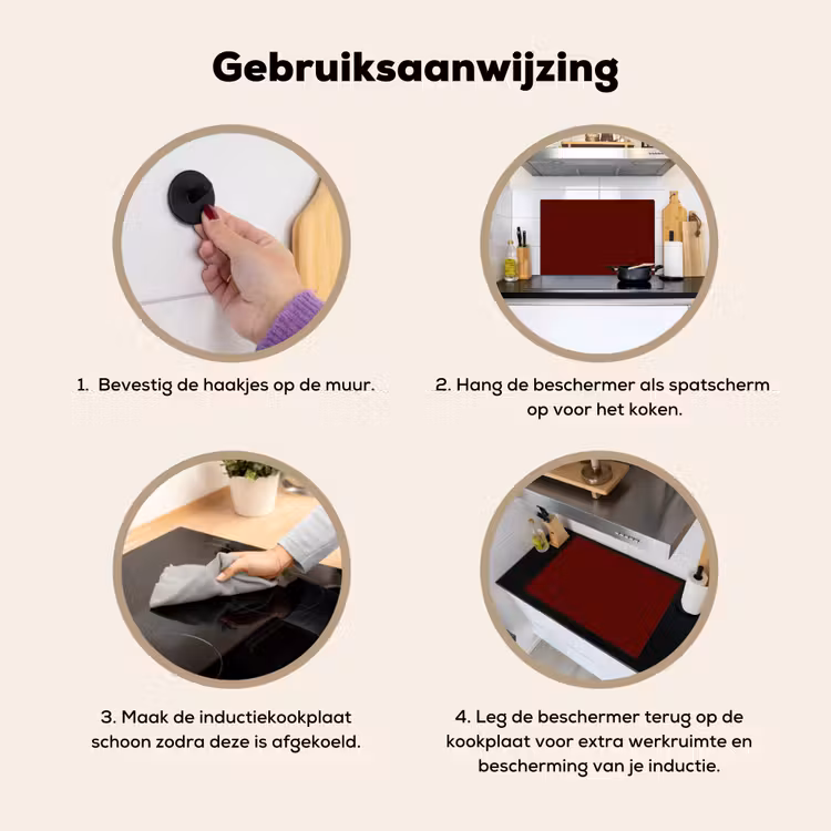 Burnt - Mahogany - Rood Inductie beschemer met haakjes klein 777 -ky-gebruik-nl