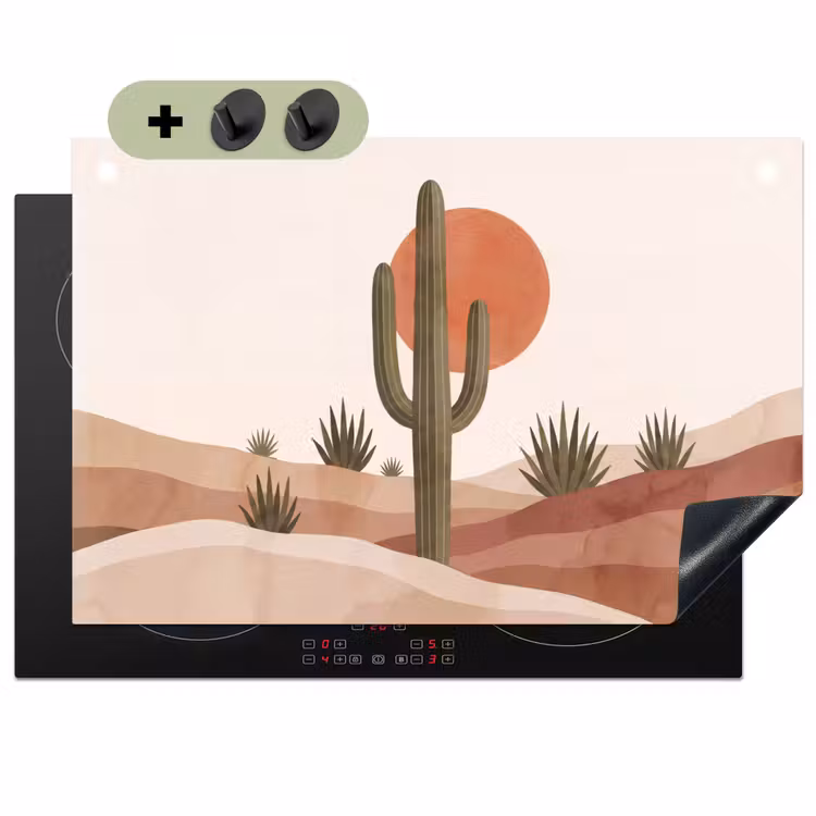 Cactus - Duinen - Modern - Landschap - Groen Inductie beschemer met haakjes klein -3d