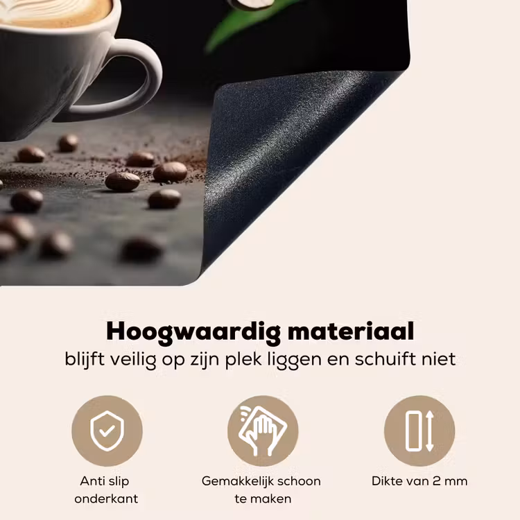 Cappuccino - Kop - Bonen - Bruin Inductie beschemer met haakjes klein -ky-onderkant-nl
