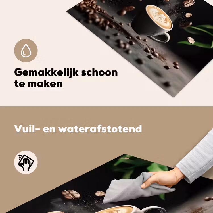 Cappuccino - Kop - Bonen - Bruin Inductie beschemer met haakjes klein -ky-schoon-nl