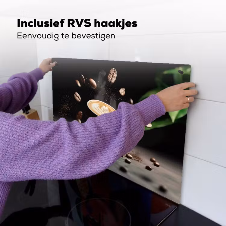 Cappuccino - Kop - Bonen - Bruin Inductie beschemer met haakjes klein -ky-ophangen-nl