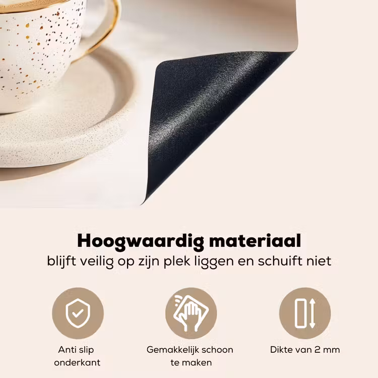 Cappuccino - Schuim - Schotel - Beige Inductie beschemer met haakjes klein -ky-onderkant-nl