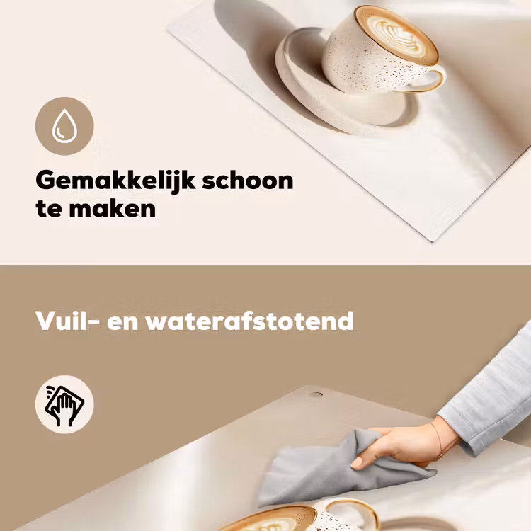 Cappuccino - Schuim - Schotel - Beige Inductie beschemer met haakjes klein -ky-schoon-nl
