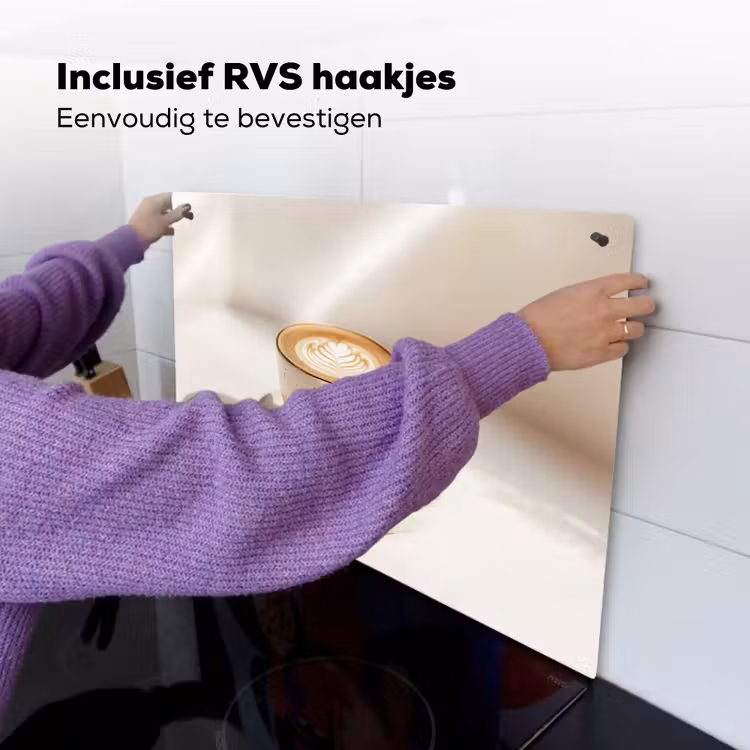 Cappuccino - Schuim - Schotel - Beige Inductie beschemer met haakjes klein -ky-ophangen-nl