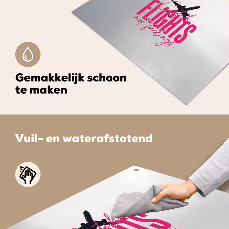 Catch flights not feelings - Vliegtuig - Roze Inductie beschemer met haakjes klein -ky-schoon-nl
