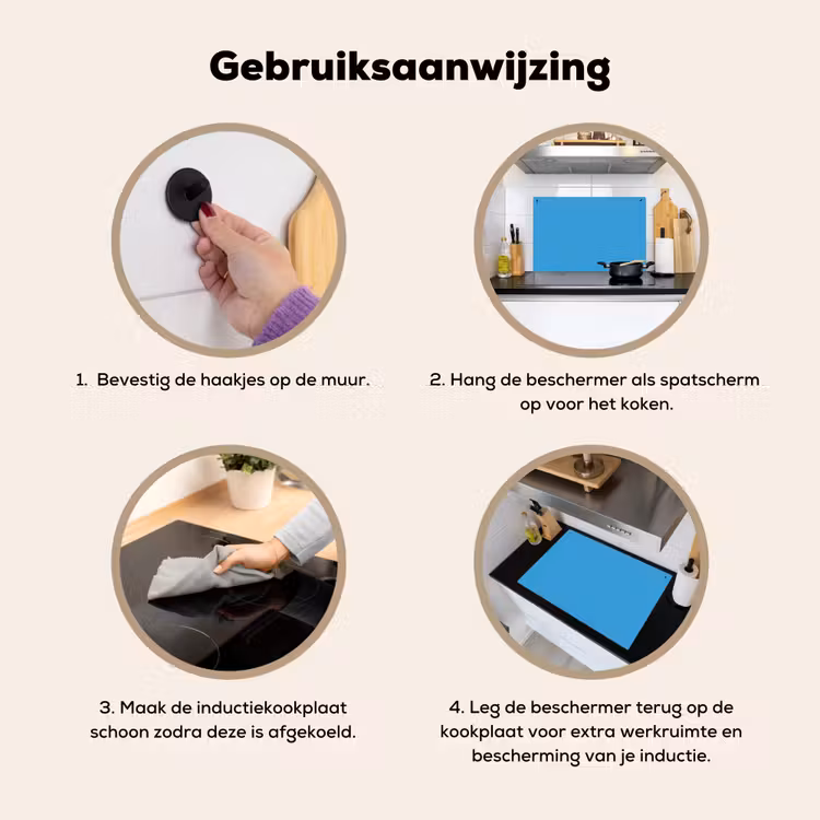 Cerulean - Breeze - Blauw Inductie beschemer met haakjes klein 777 -ky-gebruik-nl