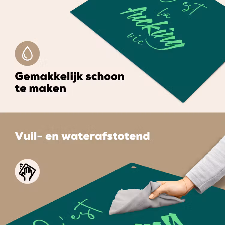 c'est la fucking vie - Groen - Handgeschreven Inductie beschemer met haakjes klein -ky-schoon-nl