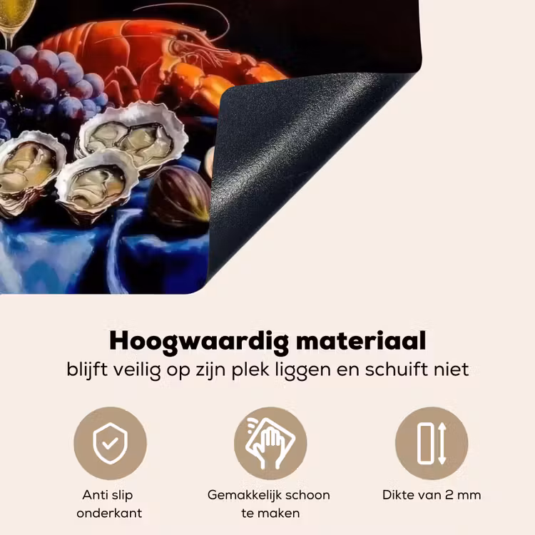 Champagne - Luxe - Oesters Inductie beschemer met haakjes klein -ky-onderkant-nl