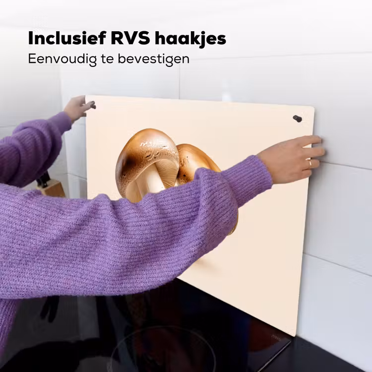 Champignons - Zacht - Beige Inductie beschemer met haakjes klein -ky-ophangen-nl