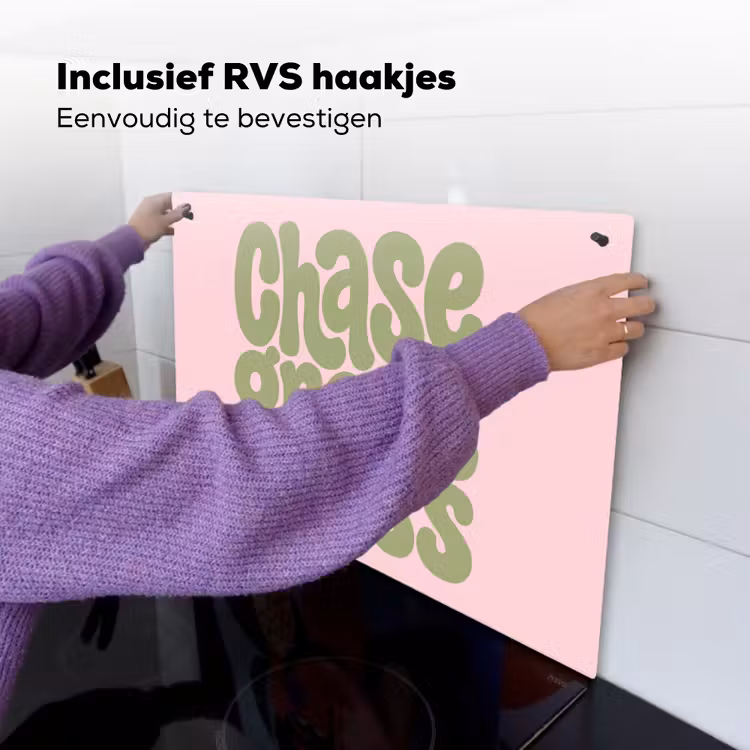 Chase greatness - Groen - Roze - Retro Inductie beschemer met haakjes klein -ky-ophangen-nl