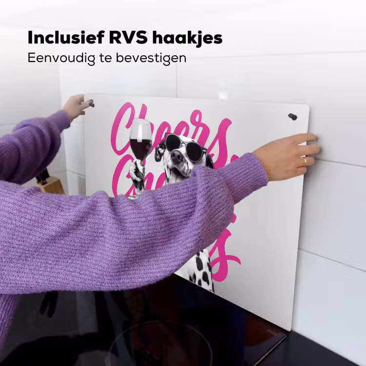 Cheers - Hond - Roze - Wijn Inductie beschemer met haakjes klein -ky-ophangen-nl