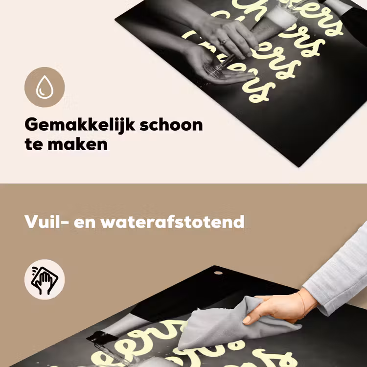 Cheers - Wijn - Zwart - Wit Inductie beschemer met haakjes klein -ky-schoon-nl