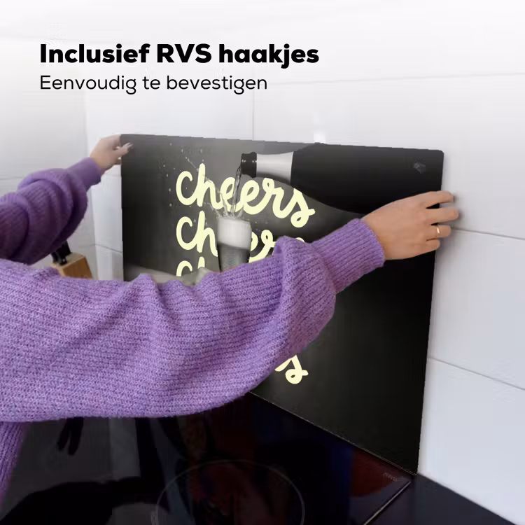 Cheers - Wijn - Zwart - Wit Inductie beschemer met haakjes klein -ky-ophangen-nl