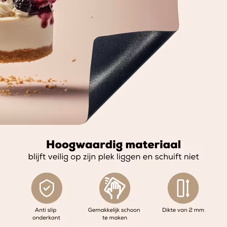 Cheesecake - Eten - Roze - Taart Inductie beschemer met haakjes klein -ky-onderkant-nl