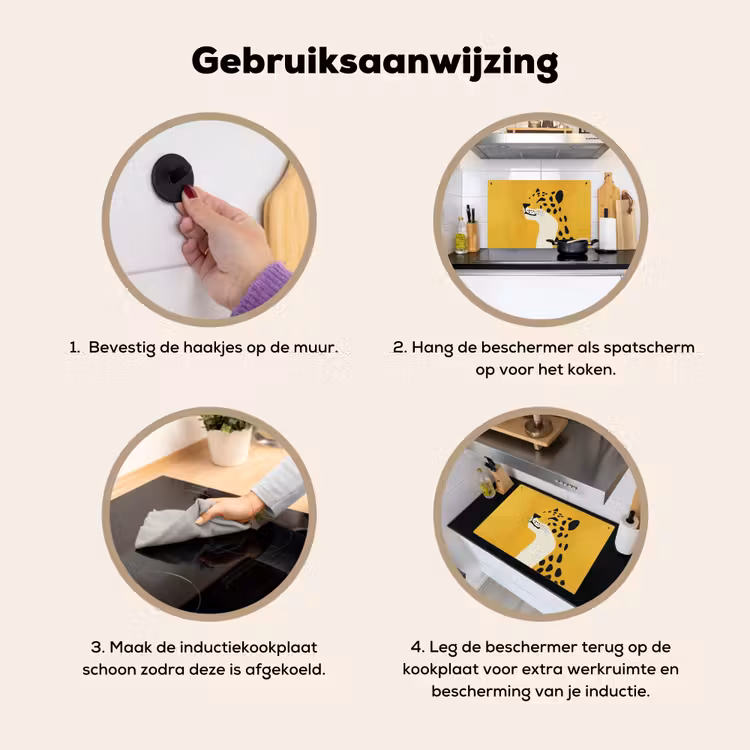 Cheetah - Illustratie - Geel Inductie beschemer met haakjes klein -ky-gebruik-nl