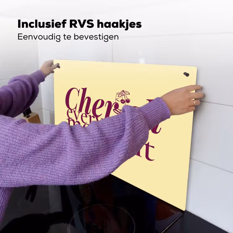 Cherish every moment - Cocktailglas - Geel Inductie beschemer met haakjes klein -ky-ophangen-nl