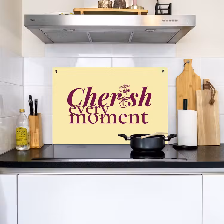 Cherish every moment - Cocktailglas - Geel Inductie beschemer met haakjes klein -sfeer2