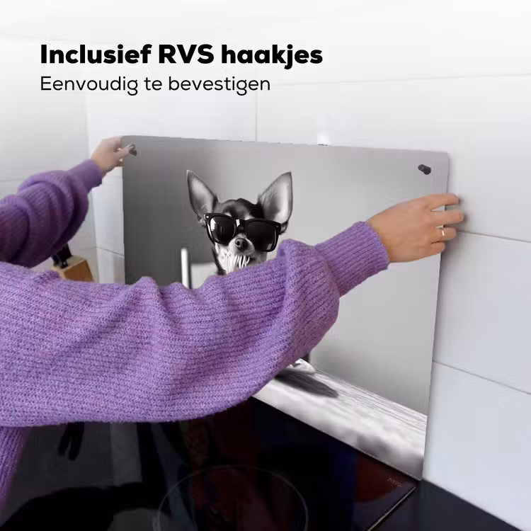 Chihuahua - Hond - Zonnebril - Humoristisch - Zwart - Wit - Spaghetti Inductie beschemer met haakjes klein -ky-ophangen-nl