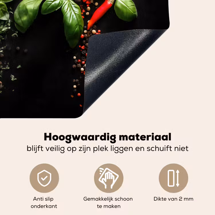 Chilipepers - Basilicum - Blaadjes - Rood Inductie beschemer met haakjes klein -ky-onderkant-nl