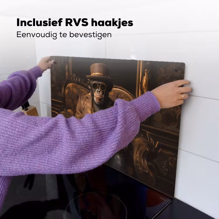 Chimpansee - Stoel - Pak - Bruin Inductie beschemer met haakjes klein -ky-ophangen-nl