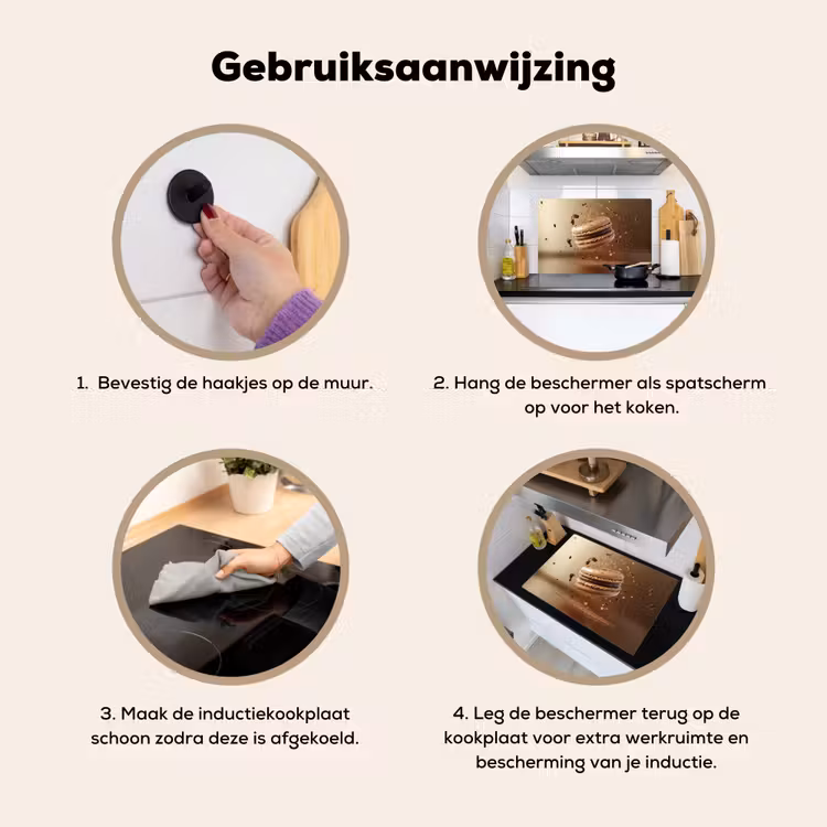 Chocolade - Macarons - Eten - Snoep Inductie beschemer met haakjes klein -ky-gebruik-nl