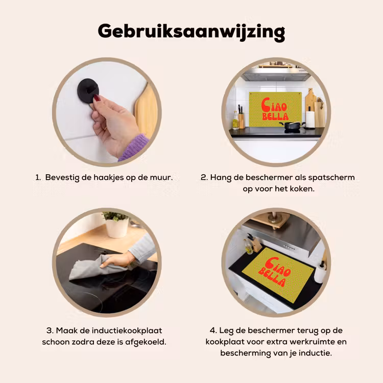 Ciao bella - Rood - Groen - Stippen Inductie beschemer met haakjes klein -ky-gebruik-nl
