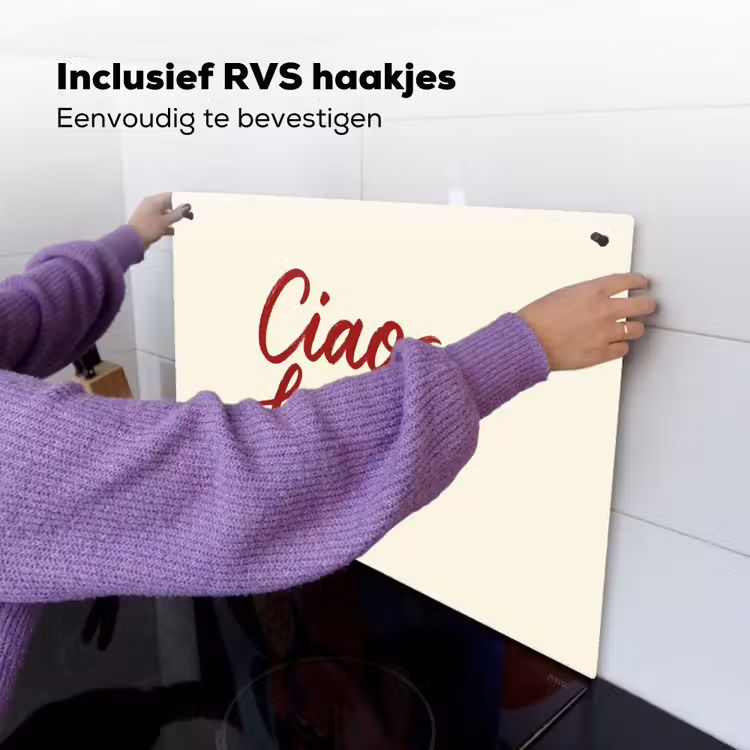 Ciao bella - Rood - Wit - Minimalistisch Inductie beschemer met haakjes klein -ky-ophangen-nl