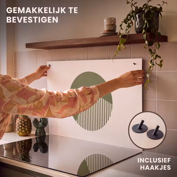 Cirkel - Strepen - Geometrisch - Abstract - Groen Inductie beschemer met haakjes klein -ky-ophangen-nl