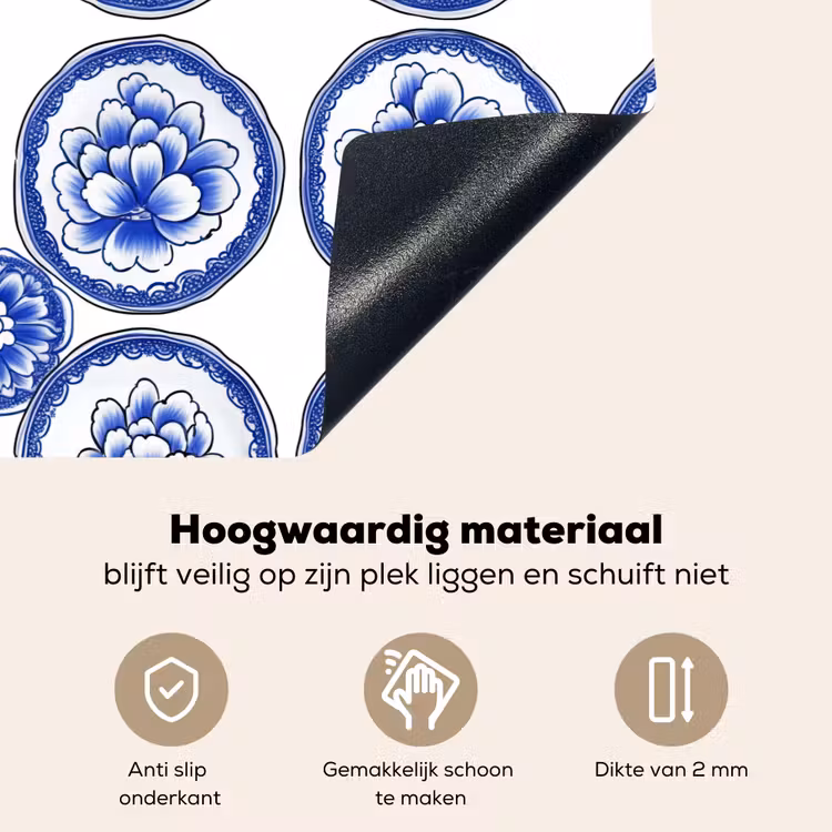 Cirkels - Bloemen - Blauw Inductie beschemer met haakjes klein 777 -ky-onderkant-nl